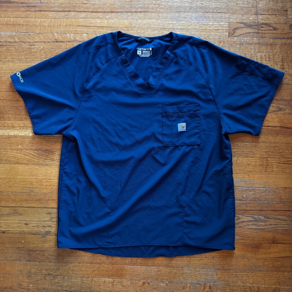 Carhartt Force Men's Navy Blue V Neck Scrub Top‎ Modern Fit XL